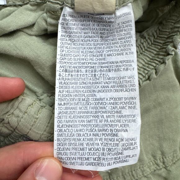 Zara Linen Ankle Straight Leg Trouser Pants Womens Medium Green Elastic Waist - Picture 7 of 15